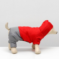 Комбинезон зимний для животных "Дуэт", 2XL (ДС 34-36, ОШ 34-36, ОГ 44-48 см), красно-серый