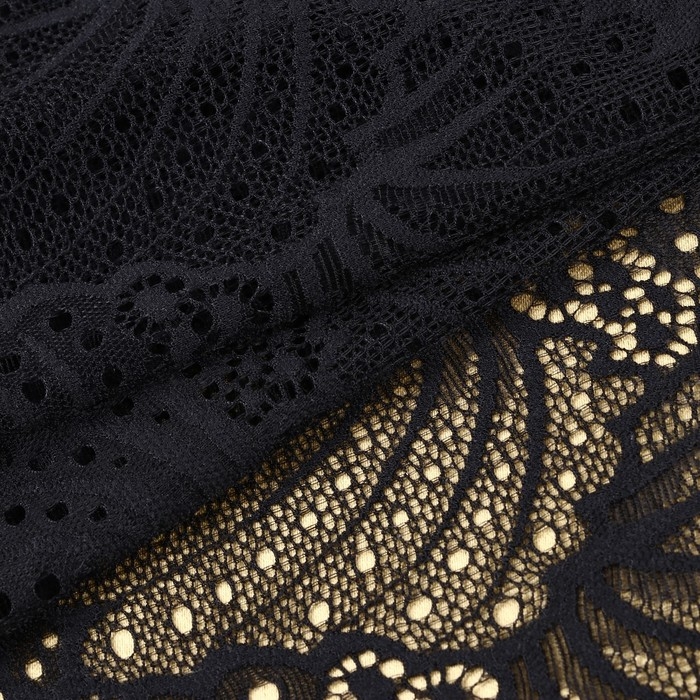 Кружевная эластичная ткань, 180 &plusmn; 5 мм &times; 2,7 &plusmn; 0,5 м, цвет чёрный