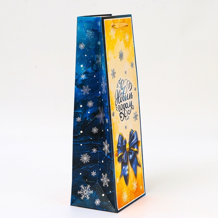 Новый год. Пакет подарочный новогодний под бутылку «Бант», 13 x 36 x 10 см. Новый год. Пакет подарочный новогодний под бутылку «Бант», 13 x 36 x 10 см.
