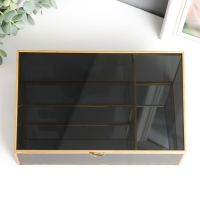 Шкатулка стекло с металлическим каркасом "Затемнённая" золото 10х14,5х25 см Шкатулка стекло с металлическим каркасом "Затемнённая" золото 10х14,5х25 см