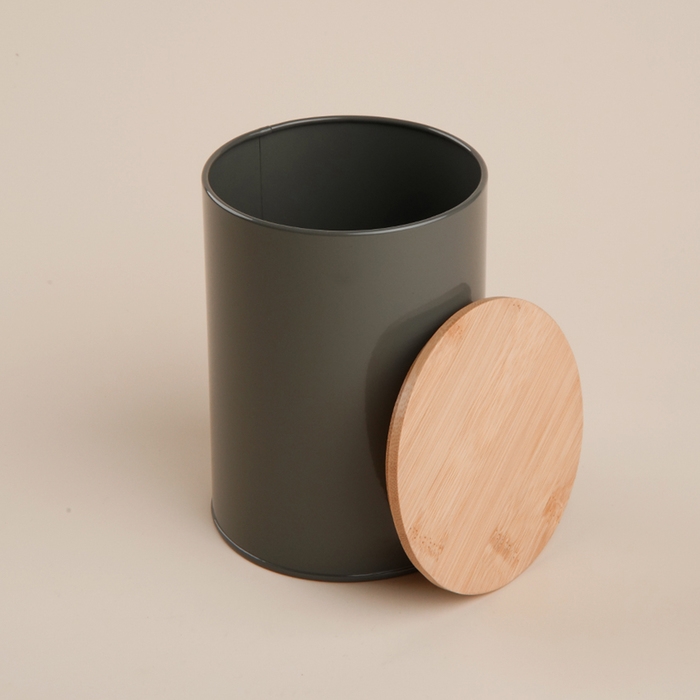 Банка для хранения сыпучих продуктов SL Home &laquo;Каса Перфекто&raquo;, 11&times;15 см, цвет серый, с бамбуковой крышкой