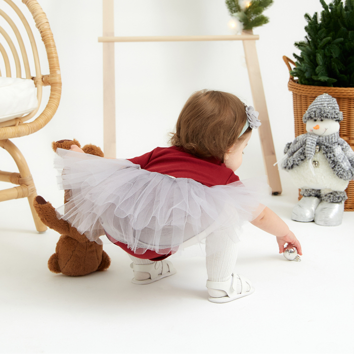 Набор Крошка Я «Цветочек» юбка и повязка на голову 3-18 мес, серый Набор Крошка Я «Цветочек» юбка и повязка на голову 3-18 мес, серый