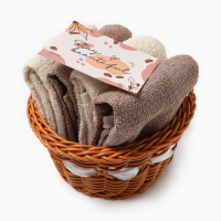 Набор полотенец в корзинке Этель "Stay Beautiful" 30х30шт - 4 шт, цв. коричневый, 100%хл Набор полотенец в корзинке Этель "Stay Beautiful" 30х30шт - 4 шт, цв. коричневый, 100%хл