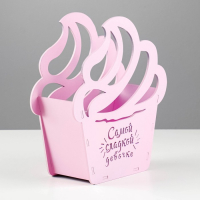 Кашпо деревянное "Пироженка" 21,5х19х7,6 см розовый Кашпо деревянное "Пироженка" 21,5х19х7,6 см розовый