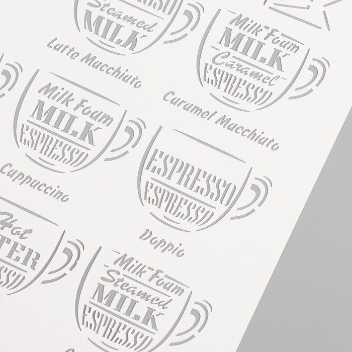 Трафарет пластиковый "Кофейное меню", 22х31 см