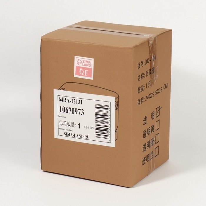 Органайзер для хранения, 2 секции, 28,5 &times; 18,5 &times; 14,5 см, цвет прозрачный/золотистый