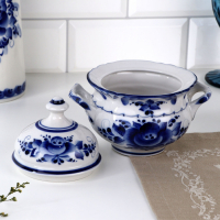 Сахарница &laquo;Бутон&raquo;, 18х13х15 см, гжель