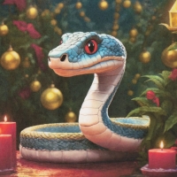 Новогодняя декупажная карта "Змея под ёлочкой", плотность 45 г/м2, формат А4 Новогодняя декупажная карта "Змея под ёлочкой", плотность 45 г/м2, формат А4