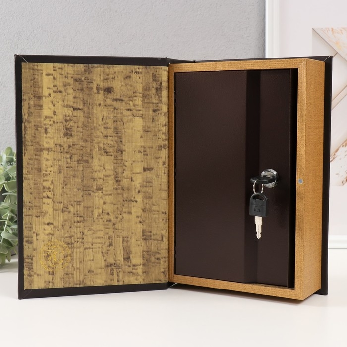 Сейф-книга дерево кожзам "Китайский дракон" тиснение, под металл, золото 27х18х7 см