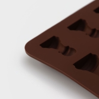 Форма для шоколада Доляна «Шахматы», силикон, 20,6×8,8 см, 16 ячеек, цвет коричневый Форма для шоколада Доляна «Шахматы», силикон, 20,6×8,8 см, 16 ячеек, цвет коричневый