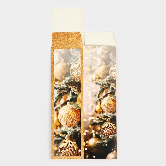 Коробка подарочная новогодняя складная &laquo;Фотографичные шары &raquo;, 9.5 х 32.5 х 9.5 см, Новый год