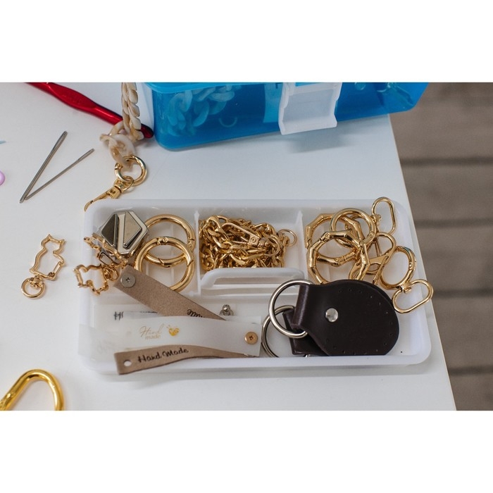 Петля пришивная для сумки, с полукольцом, пара, 8 &times; 4,5 см, цвет коричневый/серебряный