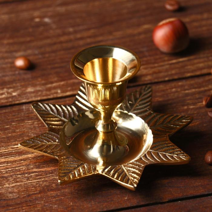 Подсвечник Подсвечник "Листок" на 1 свечу, латунь 9,5х9,5х6 см