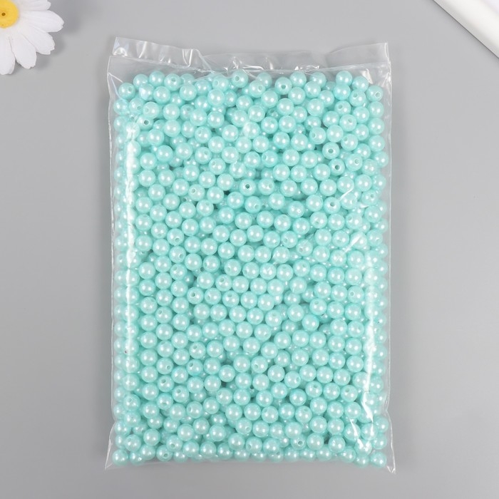 Набор бусин "Жемчуг" d 8 мм, 250 гр, голубой
