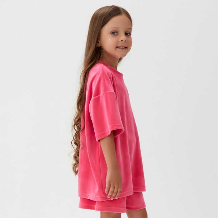 Костюм детский (футболка, шорты) KAFTAN Plushy р.30 (98-104), фуксия