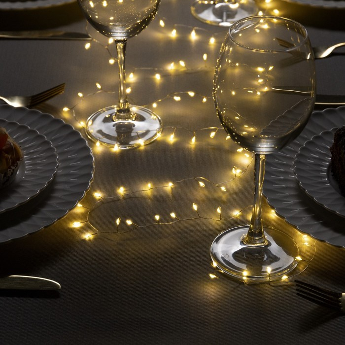 Гирлянда «Мишура» 2 м роса, IP20, серебристая нить, 100 LED, свечение тёплое белое, USB Гирлянда «Мишура» 2 м роса, IP20, серебристая нить, 100 LED, свечение тёплое белое, USB