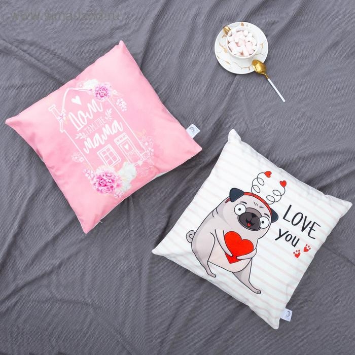 Наволочка декоративная Этель &laquo;Мама&raquo; 40х40 см, 100% п/э, велюр