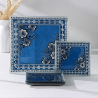 Набор столовый &laquo;Украшение&raquo;, 7 предметов: 30&times;30 см - 1 шт, 18&times;18 см - 6 шт, цвет синий