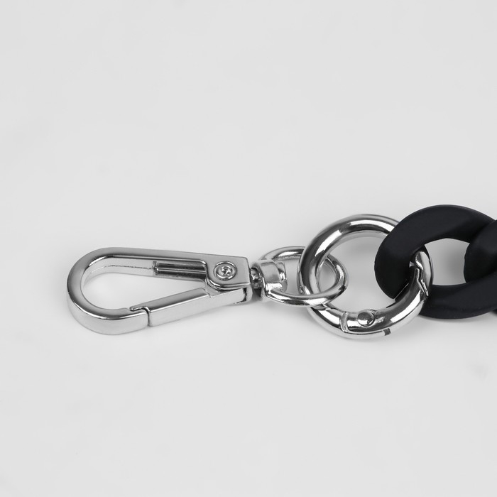 Цепочка для сумки, с карабинами, пластиковая, 23 &times; 17 мм, 30 см, цвет чёрный/серебряный