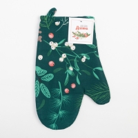 Новый год.Варежка-прихватка Доляна Needles 20х27 см, 100% хл, ватин 250г/м2