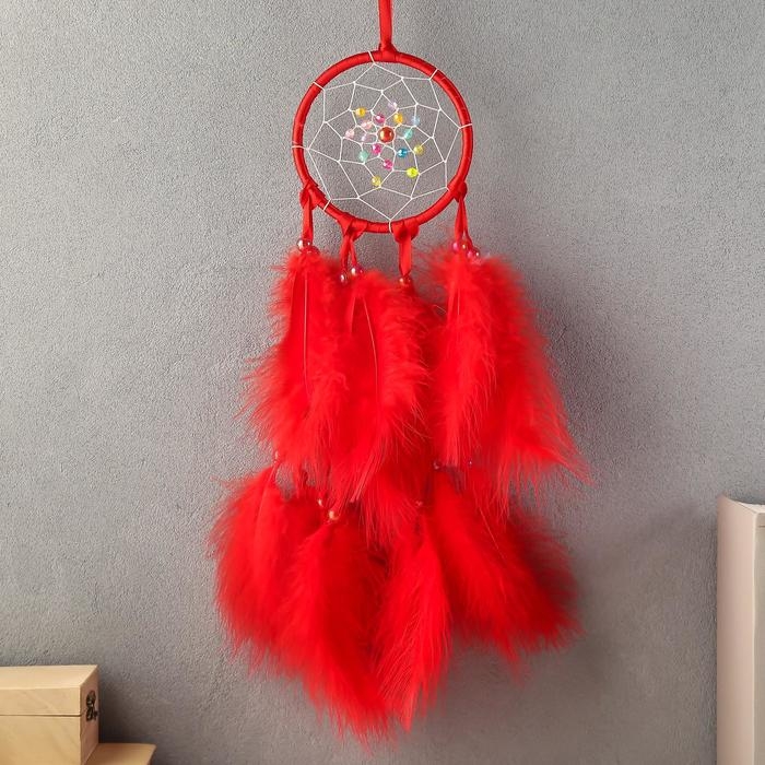 Ловец снов Ловец снов "Паутинка с жемчужинами" d=11 см красный 40 см