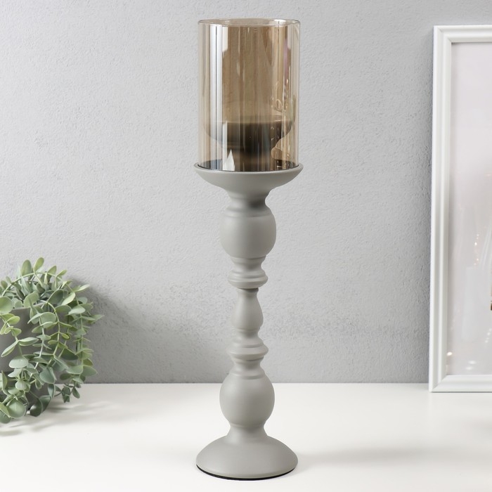 Подсвечник металл на 1 свечу d=9 см Подсвечник металл на 1 свечу d=9 см "Хевард"серый 10х10х36 см