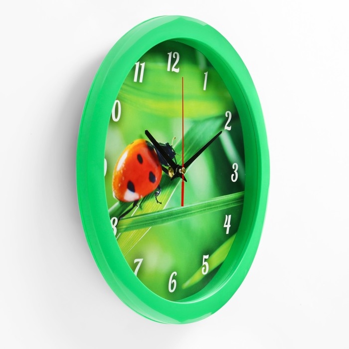 Часы настенные, d-28 см, интерьерные, Часы настенные, d-28 см, интерьерные, "Божья коровка", бесшумные