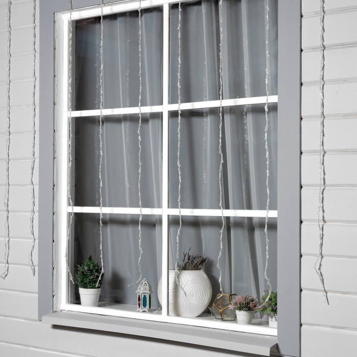 Гирлянда &laquo;Водопад&raquo; 2 &times; 1.5 м, IP44, прозрачная нить, 400 LED, свечение синее, 8 режимов, 220 В