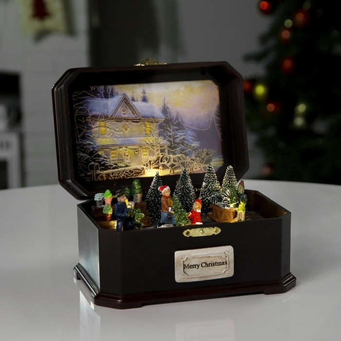 Светодиодная фигура «Рынок ёлок» 20 × 14 × 12 см, полистоун, батарейки ААх3 (не в комплекте), USB, свечение тёплое белое Светодиодная фигура «Рынок ёлок» 20 × 14 × 12 см, полистоун, батарейки ААх3 (не в комплекте), USB, свечение тёплое белое