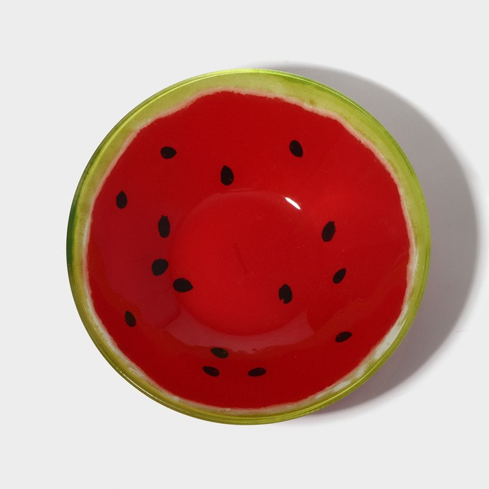 Набор тарелок стеклянных Доляна &laquo;Сладкий арбуз&raquo;, 19 предметов: 6 десертных тарелок, 6 обеденных тарелок, 6 мисок, салатник