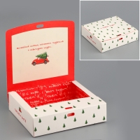 Коробка подарочная новогодняя складная двухсторонняя &laquo;С новым годом&raquo;, 20 х 18 х 5 см, БЕЗ ЛЕНТЫ, Новый год