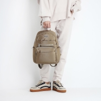 Рюкзак школьный на молнии, 5 наружных карманов, пенал, цвет бежевый