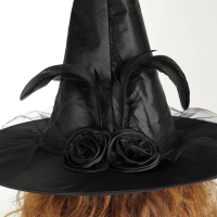 Карнавальная шляпа «Ведьмочка», с фатой, цвет чёрный Карнавальная шляпа «Ведьмочка», с фатой, цвет чёрный