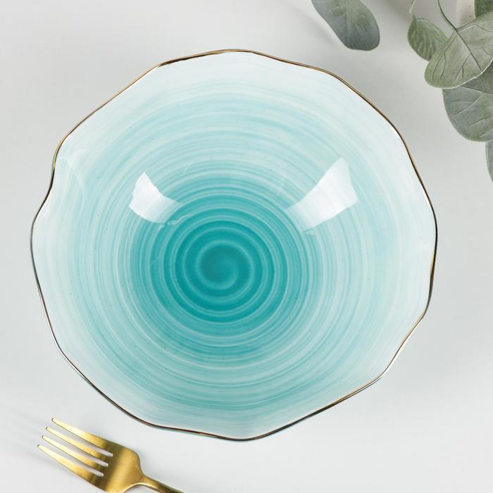 Салатник фарфоровый Доляна «Млечный путь», 1,4 л, d=22 см, цвет бирюзовый Салатник фарфоровый Доляна «Млечный путь», 1,4 л, d=22 см, цвет бирюзовый