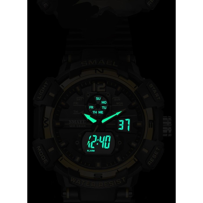 Часы наручные электронные, с будильником, d-5.3 см, ремешок l-26 см, 5 ATM, белые Часы наручные электронные, с будильником, d-5.3 см, ремешок l-26 см, 5 ATM, белые