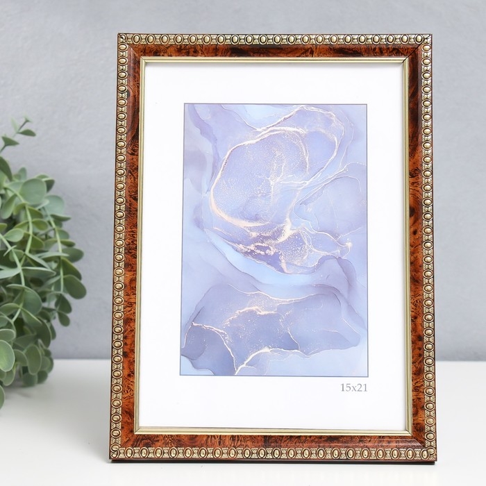 Фоторамка пластик Фоторамка пластик "Камея" 15х21 см, карельская берёза