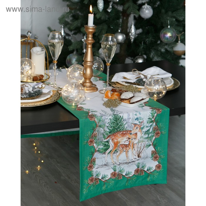 Дорожка на стол "Этель" Новогодний лес 40х147 +/-3 см, 100% хлопок, саржа 190 гр/м2