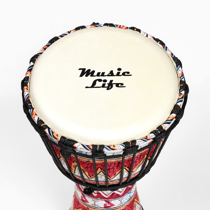 Барабан Джембе Красный орнамент, 38 х 21 см