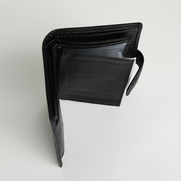 Портмоне мужское на магните 3 в 1, отдел для автодокументов, паспорта, цвет чёрный Портмоне мужское на магните 3 в 1, отдел для автодокументов, паспорта, цвет чёрный