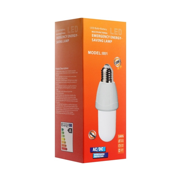 Лампа светодиодная, Е27, 6 Вт, 6500К, 220 В, с аккумулятором