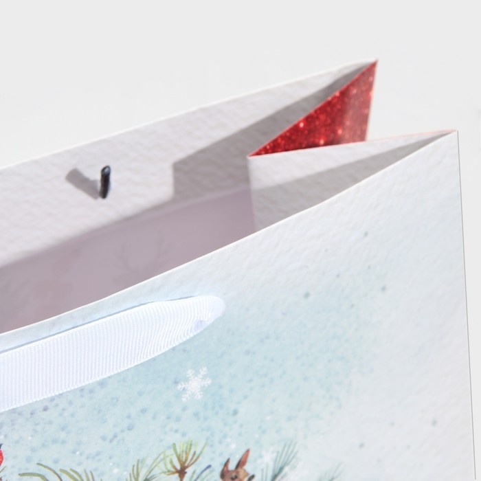 Пакет подарочный новогодний ламинированный квадратный &laquo;Snow&raquo;, 30 х 30 х 12 см, Новый год