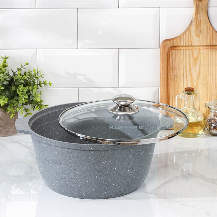 Жаровня, 5 л, стеклянная крышка, цвет светло-серый Жаровня, 5 л, стеклянная крышка, цвет светло-серый