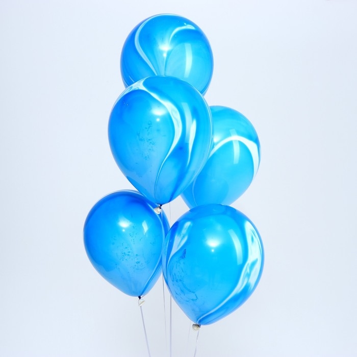 Шар латексный 12" &laquo;Агат синий&raquo;, набор 5 шт.