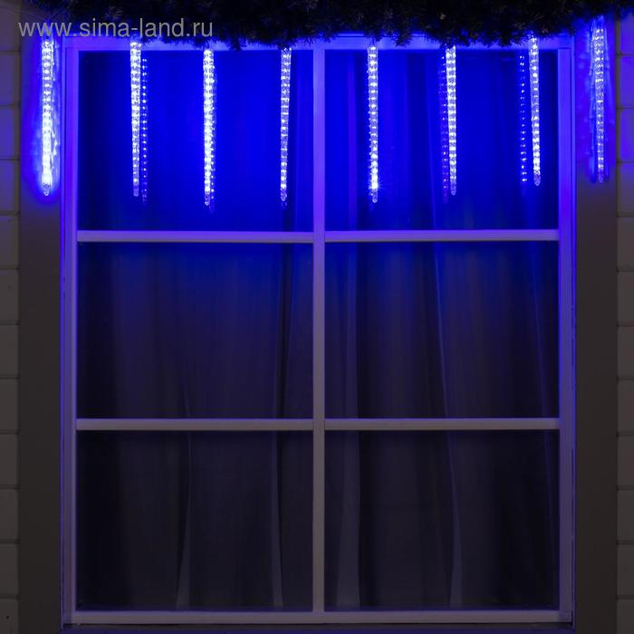 Гирлянда &laquo;Сосульки рифленые&raquo; 2.5 &times; 0.42 м, IP65, прозрачная нить, 288 LED, свечение синее с эффектом стекания, 12 В
