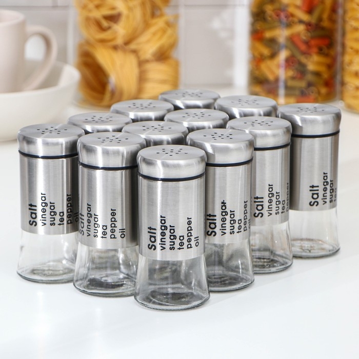 Набор ёмкостей для специй из стекла &laquo;Стиль&raquo;, 170 мл, 5,5&times;11 см, 12 шт