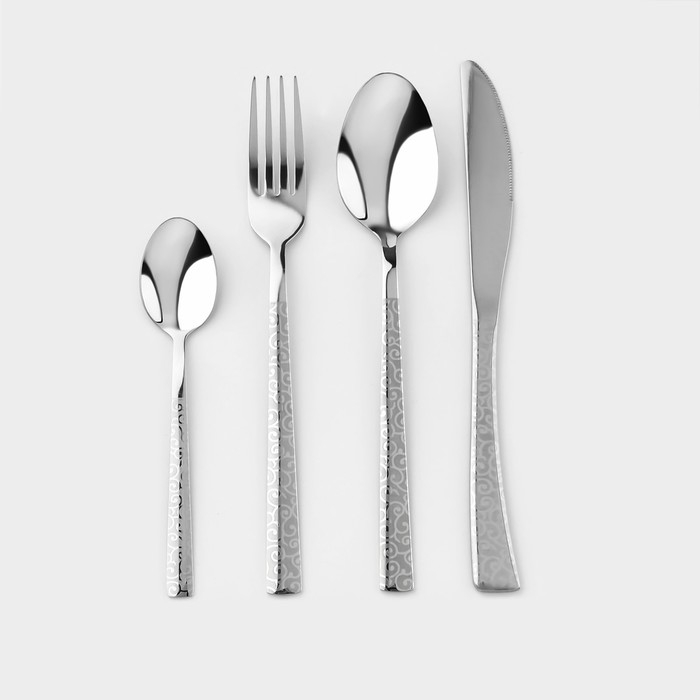 Набор столовых приборов из нержавеющей стали Magistro Chemis, 24 предмета, в коробке, цвет серебряный Набор столовых приборов из нержавеющей стали Magistro Chemis, 24 предмета, в коробке, цвет серебряный