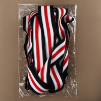 Тесьма трикотажная лампас 40 мм, 9,1 &plusmn; 0,5 м, цвет чёрный/белый/красный