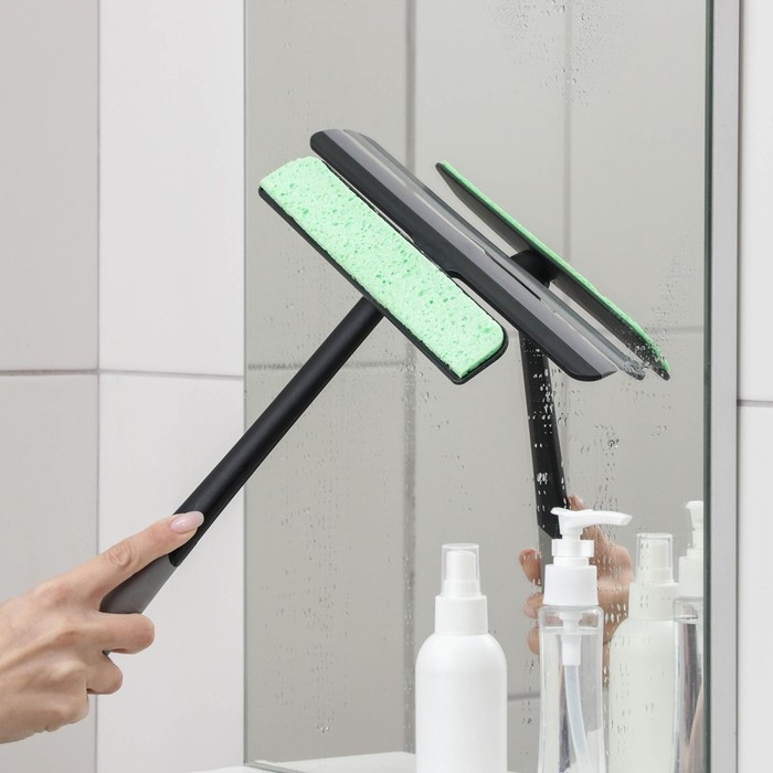 Щётка для окон Доляна &laquo;Элит&raquo;, целлюлозная губка 21&times;4 см, поворотный силиконовый водосгон27,5, 28&times;34&times;6 см, цвет МИКС