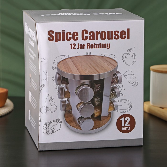 Набор для специй на подставке &laquo;Эко&raquo;, 19&times;21,5 см, 12 шт