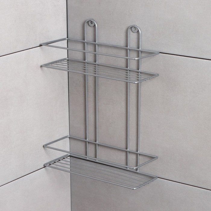 Полка прямоугольная 2-х ярусная, 26,5×10,5×35 см, цвет хром Полка прямоугольная 2-х ярусная, 26,5×10,5×35 см, цвет хром